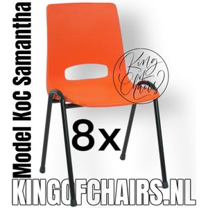 King of Chairs -Set van 8- Model KoC Samantha oranje met zwart onderstel. Stapelstoel kuipstoel vergaderstoel tuinstoel kantine stoel stapel stoel kantinestoelen stapelstoelen kuipstoelen arenastoel De Valk 3320 bistrostoel schoolstoel bezoekersstoel