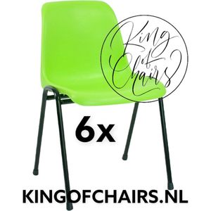 King of Chairs -set van 6- model KoC Daniëlle limegroen met zwart onderstel. Kantinestoel stapelstoel kuipstoel vergaderstoel tuinstoel kantine stapel stoel kantinestoelen stapelstoelen kuipstoelen De Valk 3360 keukenstoel schoolstoel eetkamerstoel