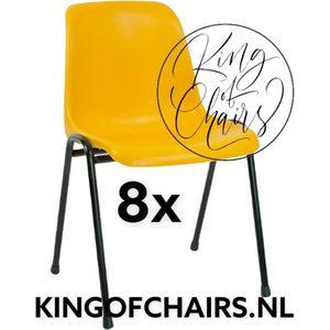 King of Chairs -set van 8- model KoC Daniëlle okergeel met zwart onderstel. Kantinestoel stapelstoel kuipstoel vergaderstoel tuinstoel kantine stoel stapel stoel kantinestoelen stapelstoelen kuipstoelen De Valk 3360 keukenstoel bistro eetkamerstoel