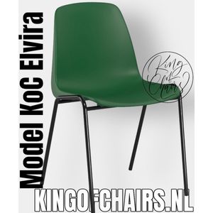 King of Chairs model KoC Elvira groen met zwart onderstel. Kantinestoel stapelstoel kuipstoel vergaderstoel tuinstoel kantine stoel stapel stoel tuin stoel kantinestoelen stapelstoelen kuipstoelen stapelbare keukenstoel Helene eetkamerstoel