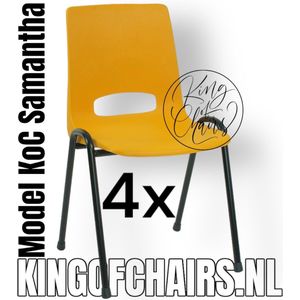 King of Chairs -Set van 4- Model KoC Samantha okergeel met zwart onderstel. Stapelstoel kuipstoel vergaderstoel tuinstoel kantine stoel stapel stoel kantinestoelen stapelstoelen kuipstoelen arenastoel De Valk 3320 bistrostoel bezoekersstoel