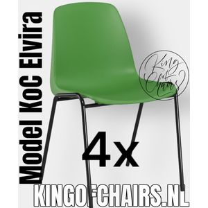 King of Chairs -set van 4- model KoC Elvira lichtgroen met zwart onderstel. Kantinestoel stapelstoel kuipstoel vergaderstoel tuinstoel kantine stoel stapel kantinestoelen stapelstoelen kuipstoelen stapelbare keukenstoel Helene eetkamerstoel