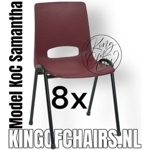 King of Chairs -Set van 8- Model KoC Samantha bordeaux met zwart onderstel. Stapelstoel kuipstoel vergaderstoel tuinstoel kantine stoel stapel stoel kantinestoelen stapelstoelen kuipstoelen arenastoel De Valk 3320 bistrostoel bezoekersstoel