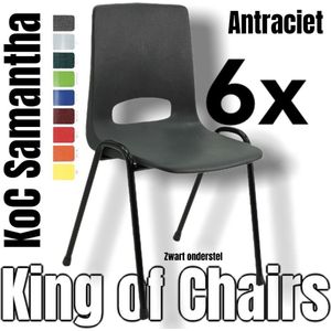 King of Chairs - Vergaderstoel - Antraciet - 6 Stuks