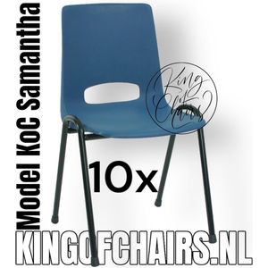 King of Chairs -set van 10- model KoC Samantha blauw met zwart onderstel. Kantinestoel stapelstoel kuipstoel vergaderstoel kantine stapel stoel kantinestoelen stapelstoelen kuipstoelen arenastoel kerkstoel schoolstoel De Valk 3320 bezoekersstoel