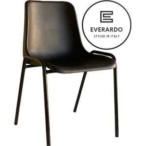 King of Chairs model KoC Everardo zwart met zwart onderstel. Kantinestoel stapelstoel kuipstoel vergaderstoel tuinstoel kantine stoel stapel kantinestoelen stapelstoelen kuipstoelen stapelbare keukenstoel Helene eetkamerstoel