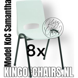 King of Chairs -Set van 8- Model KoC Samantha wit met zwart onderstel. Stapelstoel kuipstoel vergaderstoel tuinstoel kantine stoel stapel stoel kantinestoelen stapelstoelen kuipstoelen arenastoel De Valk 3320 bistrostoel schoolstoel bezoekersstoel