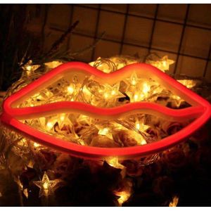 Neon lamp, wandlampje Lippen. Rode wandlamp lippen.