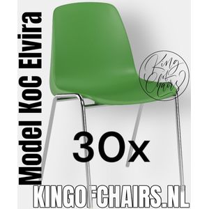 King of Chairs -set van 30- model KoC Elvira lichtgroen met verchroomd onderstel. Kantinestoel stapelstoel kuipstoel vergaderstoel tuinstoel kantine stapel stoel kantinestoelen stapelstoelen kuipstoelen arenastoel Helene schoolstoel bezoekersstoel