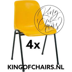 King of Chairs -set van 4- model KoC Daniëlle okergeel met zwart onderstel. Stapelstoel kantinestoel kuipstoel vergaderstoel tuinstoel kantine stoel stapel stoel kantinestoelen stapelstoelen kuipstoelen De Valk 3360 keukenstoel eetkamerstoel