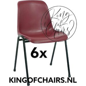 King of Chairs -set van 6- model KoC Daniëlle bordeaux met zwart onderstel. Kantinestoel stapelstoel kuipstoel vergaderstoel tuinstoel kantine stapel stoel kantinestoelen stapelstoelen kuipstoelen De Valk 3360 keukenstoel schoolstoel eetkamerstoel