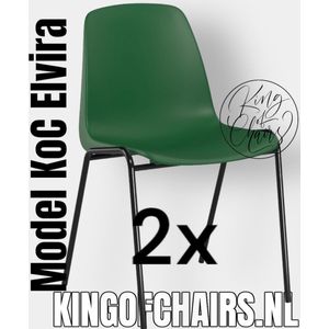 King of Chairs -set van 2- model KoC Elvira groen met zwart onderstel. Kantinestoel stapelstoel kuipstoel vergaderstoel tuinstoel kantine stoel stapel kantinestoelen stapelstoelen kuipstoelen stapelbare keukenstoel Helene eetkamerstoel