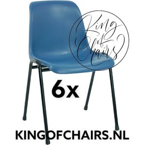 King of Chairs -set van 6- model KoC Daniëlle blauw met zwart onderstel. Kantinestoel stapelstoel kuipstoel vergaderstoel tuinstoel kantine stapel stoel kantinestoelen stapelstoelen kuipstoelen De Valk 3360 keukenstoel schoolstoel eetkamerstoel