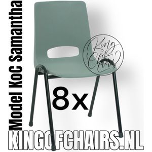 King of Chairs -Set van 8- Model KoC Samantha lichtgrijs met zwart onderstel. Stapelstoel kuipstoel vergaderstoel tuinstoel kantine stoel stapel stoel kantinestoelen stapelstoelen kuipstoelen arenastoel De Valk 3320 bistrostoel bezoekersstoel