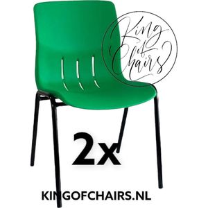 King of Chairs -set van 2- model KoC Denver groen met zwart onderstel. Kantinestoel stapelstoel kuipstoel vergaderstoel tuinstoel kantine stoel stapel stoel Jolanda kantinestoelen stapelstoelen kuipstoelen stapelbare Napels eetkamerstoel