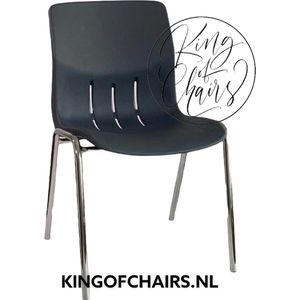 King of Chairs model KoC Denver antraciet met verchroomd onderstel. Kantinestoel stapelstoel kuipstoel vergaderstoel tuinstoel kantine stoel stapel stoel tuin stoel  kantinestoelen stapelstoelen kuipstoelen stapelbare keukenstoel Napels eetkamerstoel