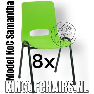 King of Chairs -Set van 8- Model KoC Samantha lime met zwart onderstel. Stapelstoel kuipstoel vergaderstoel tuinstoel kantine stoel stapel stoel kantinestoelen stapelstoelen kuipstoelen arenastoel De Valk 3320 bistrostoel schoolstoel bezoekersstoel