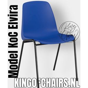 King of Chairs model KoC Elvira blauw met zwart onderstel. Kantinestoel stapelstoel kuipstoel vergaderstoel tuinstoel kantine stoel stapel stoel tuin stoel kantinestoelen stapelstoelen kuipstoelen stapelbare keukenstoel Helene eetkamerstoel