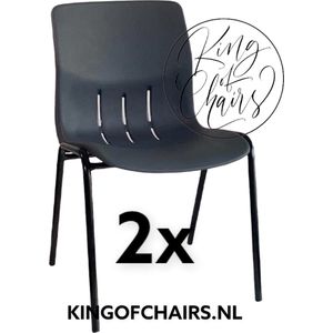 King of Chairs -set van 2- model KoC Denver antraciet met zwart onderstel. Kantinestoel stapelstoel kuipstoel vergaderstoel tuinstoel kantine stoel stapel stoel Jolanda kantinestoelen stapelstoelen kuipstoelen stapelbare Napels eetkamerstoel