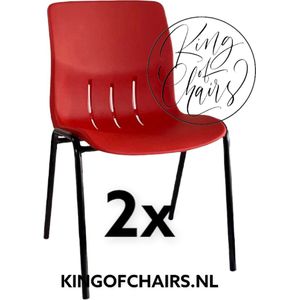 King of Chairs -set van 2- model KoC Denver rood met zwart onderstel. Kantinestoel stapelstoel kuipstoel vergaderstoel tuinstoel kantine stoel stapel stoel Jolanda kantinestoelen stapelstoelen kuipstoelen stapelbare Napels eetkamerstoel