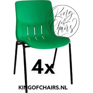 King of Chairs -set van 4- model KoC Denver groen met zwart onderstel. Kantinestoel stapelstoel kuipstoel vergaderstoel tuinstoel kantine stoel stapel stoel Jolanda kantinestoelen stapelstoelen kuipstoelen stapelbare Napels eetkamerstoel