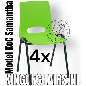 King of Chairs -Set van 4- Model KoC Samantha lime met zwart onderstel. Stapelstoel kuipstoel vergaderstoel tuinstoel kantine stoel stapel stoel kantinestoelen stapelstoelen kuipstoelen arenastoel De Valk 3320 bistrostoel schoolstoel bezoekersstoel