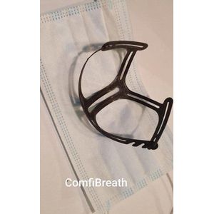 ComfiBreath zwart - frame BreathComfort - mondmasker houder - neusclip - vrij ademhalen met je mondkapje op - mondmasker beugel - innermask - ondersteuning mondmasker - vergroot de ademruimte - mondmasker bracket.