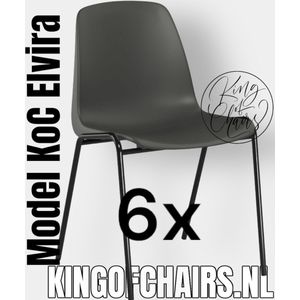 King of Chairs -set van 6- model KoC Elvira antraciet met zwart onderstel. Kantinestoel stapelstoel kuipstoel vergaderstoel tuinstoel kantine stoel stapel kantinestoelen stapelstoelen kuipstoelen stapelbare keukenstoel Helene eetkamerstoel