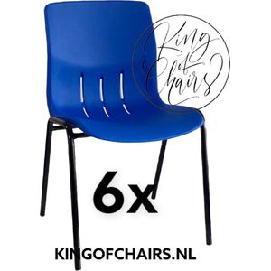 King of Chairs -set van 6- model KoC Denver blauw met zwart onderstel. Kantinestoel stapelstoel kuipstoel vergaderstoel tuinstoel kantine stoel stapel stoel Jolanda kantinestoelen stapelstoelen kuipstoelen stapelbare Napels eetkamerstoel