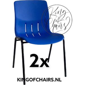 King of Chairs -set van 2- model KoC Denver blauw met zwart onderstel. Kantinestoel stapelstoel kuipstoel vergaderstoel tuinstoel kantine stoel stapel stoel Jolanda kantinestoelen stapelstoelen kuipstoelen stapelbare Napels eetkamerstoel