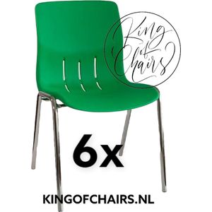 King of Chairs -set van 6- model KoC Denver groen met verchroomd onderstel. Kantinestoel stapelstoel kuipstoel vergaderstoel tuinstoel kantine stoel stapel stoel Jolanda kantinestoelen stapelstoelen kuipstoelen stapelbare Napels eetkamerstoel