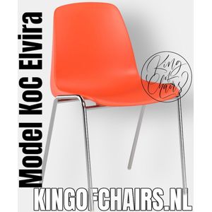 King of Chairs model KoC Elvira oranje met verchroomd onderstel. Kantinestoel stapelstoel kuipstoel vergaderstoel tuinstoel kantine stoel stapel stoel tuin stoel  kantinestoelen stapelstoelen kuipstoelen stapelbare keukenstoel Helene eetkamerstoel