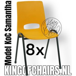 King of Chairs -Set van 8- Model KoC Samantha okergeel met zwart onderstel. Stapelstoel kuipstoel vergaderstoel tuinstoel kantine stoel stapel stoel kantinestoelen stapelstoelen kuipstoelen arenastoel De Valk 3320 bistrostoel bezoekersstoel