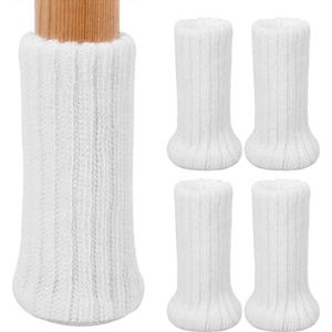 4 Witte Stoelpoot Sokken - Omtrek 7 tot 17cm - Doorsnede 2.5 tot 5.5cm - Beschermers Dopjes - Stoel Vloer Bescherming Wit - Block Socks - Vloerbeschermers - Bescherming