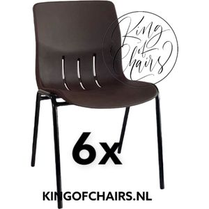 King of Chairs -set van 6- model KoC Denver bruin met zwart onderstel. Kantinestoel stapelstoel kuipstoel vergaderstoel tuinstoel kantine stoel stapel stoel Jolanda kantinestoelen stapelstoelen kuipstoelen stapelbare Napels eetkamerstoel