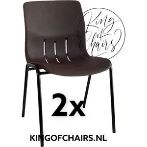 King of Chairs -set van 2- model KoC Denver bruin met zwart onderstel. Kantinestoel stapelstoel kuipstoel vergaderstoel tuinstoel kantine stoel stapel stoel Jolanda kantinestoelen stapelstoelen kuipstoelen stapelbare Napels eetkamerstoel