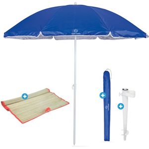 Fleau Luxe Parasol Set 180 cm - Strandset - UV Bescherming - Zonwering - Strandparasol - Inclusief Voet en Hoes - Strandsetje met Strandmat