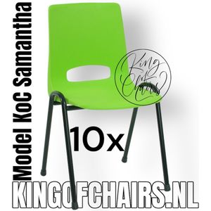 King of Chairs -set van 10- model KoC Samantha limegroen met zwart onderstel. Kantinestoel stapelstoel kuipstoel vergaderstoel kantine stapel stoel kantinestoelen stapelstoelen kuipstoelen arenastoel kerkstoel schoolstoel De Valk 3320 bezoekersstoel