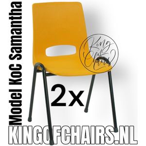 King of Chairs -Set van 2- Model KoC Samantha okergeel met zwart onderstel. Stapelstoel kuipstoel vergaderstoel tuinstoel kantine stoel stapel stoel kantinestoelen stapelstoelen kuipstoelen arenastoel De Valk 3320 bistrostoel bezoekersstoel