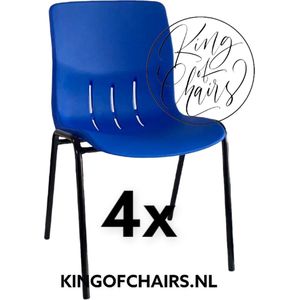 King of Chairs -set van 4- model KoC Denver blauw met zwart onderstel. Kantinestoel stapelstoel kuipstoel vergaderstoel tuinstoel kantine stoel stapel stoel Jolanda kantinestoelen stapelstoelen kuipstoelen stapelbare Napels eetkamerstoel