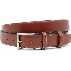 JV Belts Leren riem heren rood bruin - heren riem - 3.5 cm breed - Rood Bruin - Echt Leer - Taille: 105cm - Totale lengte riem: 120cm