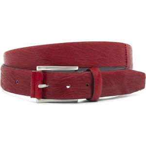 JV Belts Rode hair-on riem unisex - heren en dames riem - 3.5 cm breed - Rood - Echt Pony Skin - Taille: 90cm - Totale lengte riem: 105cm