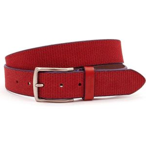 Miguel Bellido Sport Rode jeans riem - heren en dames riem - 3.8 cm breed - Rood - Echt Leer - Taille: 105cm - Totale lengte riem: 120cm
