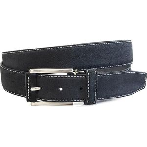 JV Belts Zwarte suede riem - heren en dames riem - 3.5 cm breed - Zwart - Echt Suede leer - Taille: 120cm - Totale lengte riem: 135cm