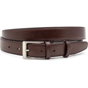 JV Belts Donker bruine pantalonriem - heren en dames riem - 3 cm breed - Bruin - Echt Leer - Taille: 90cm - Totale lengte riem: 105cm