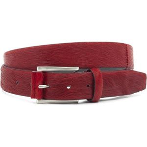 JV Belts Rode hair-on riem unisex - heren en dames riem - 3.5 cm breed - Rood - Echt Pony Skin - Taille: 100cm - Totale lengte riem: 115cm