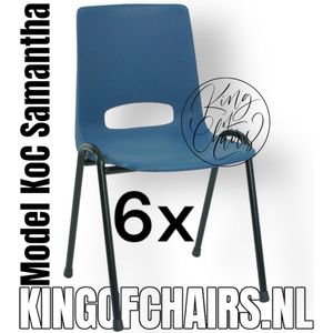 King of Chairs -Set van 6- Model KoC Samantha blauw met zwart onderstel. Stapelstoel kuipstoel vergaderstoel tuinstoel kantine stoel stapel stoel kantinestoelen stapelstoelen kuipstoelen arenastoel De Valk 3320 bistrostoel schoolstoel bezoekersstoel