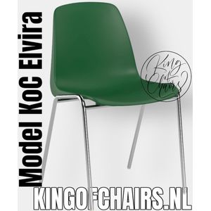 King of Chairs model KoC Elvira groen met verchroomd onderstel. Kantinestoel stapelstoel kuipstoel vergaderstoel tuinstoel kantine stoel stapel stoel tuin stoel  kantinestoelen stapelstoelen kuipstoelen stapelbare keukenstoel Helene eetkamerstoel