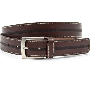 JV Belts Middenbruine heren vrijetijdsriem - heren riem - 3.5 cm breed - Midden Bruin - Echt Leer - Taille: 95cm - Totale lengte riem: 110cm