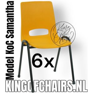 King of Chairs -Set van 6- Model KoC Samantha okergeel met zwart onderstel. Stapelstoel kuipstoel vergaderstoel tuinstoel kantine stoel stapel stoel kantinestoelen stapelstoelen kuipstoelen arenastoel De Valk 3320 bistrostoel bezoekersstoel